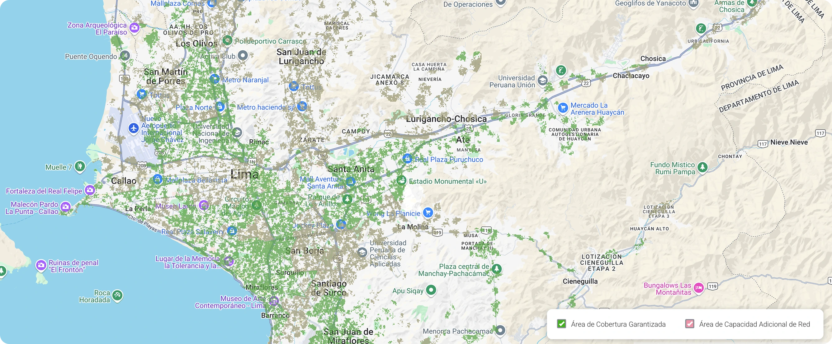 Mapa de cobertura de Claro